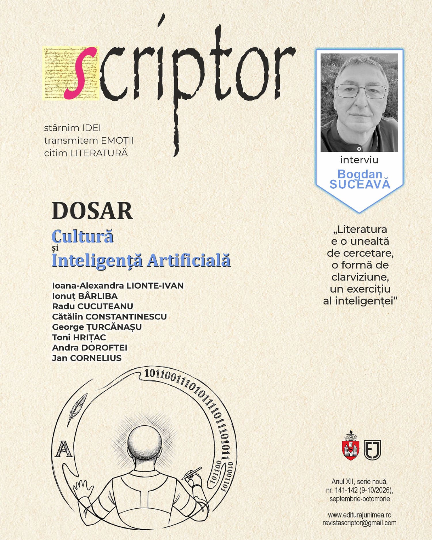 Coperta Revista Scriptor, Anul XII, serie nouă, nr. 141–142 (9-10/2026), septembrie-octombrie 2026